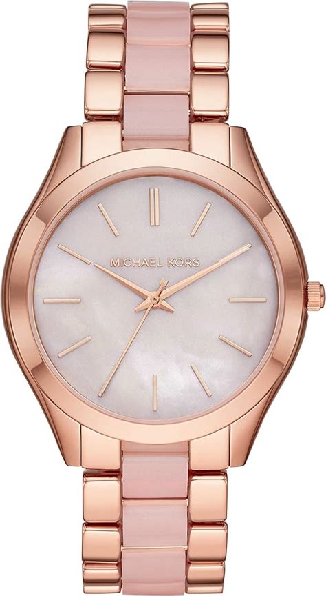 michael kors runway leather strap silver|Amazon.com: Michael Kors Slim Runway Three.